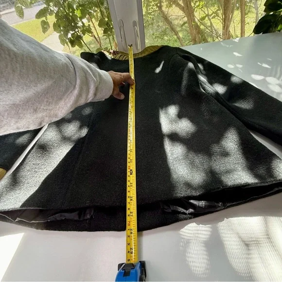 Icelandic Design Green Silk Appliqué Embroidered Lined Wool Jacket Women’s Sm - Picture 12 of 16